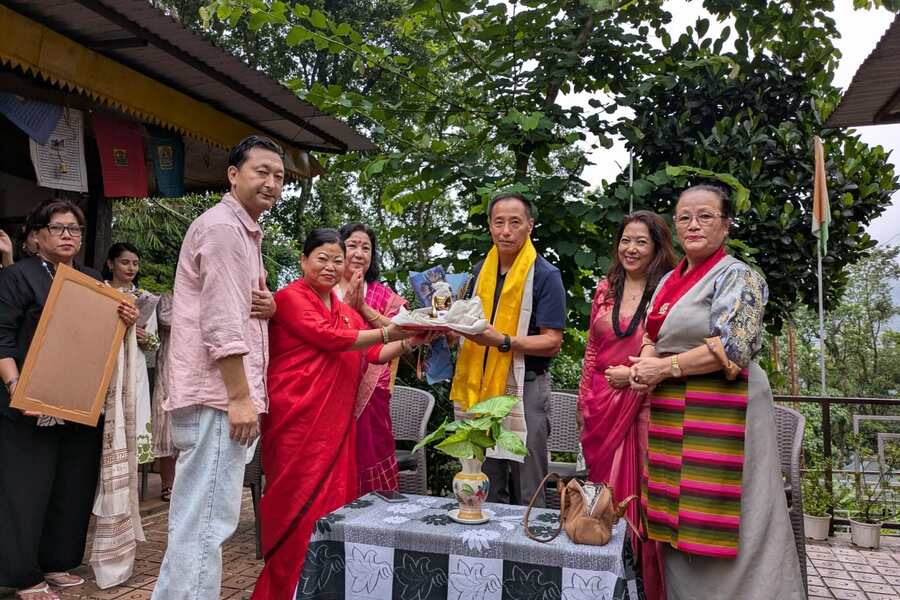 Members of Sikkim Khadi Board felicitating the retirees