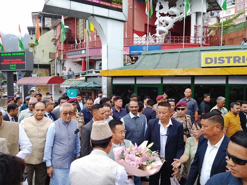 Guests being welcomed at MG Marg