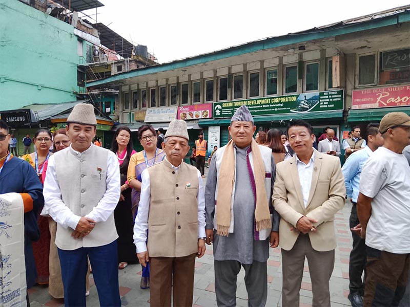Dignitaries at the Gandhi Jayanti programme