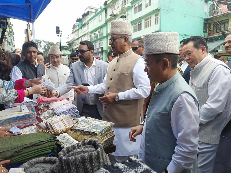 Khadi textiles on display at the stall
